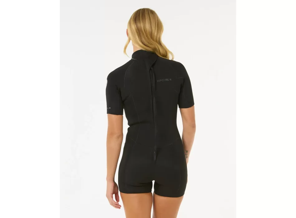 RIP CURL WOMENS DAWN PATROL 2/2 SHORT SLEEVE ECO BACKZIP BLACK