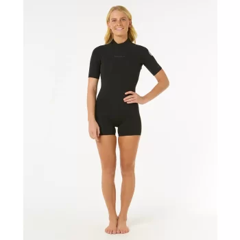 RIP CURL WOMENS DAWN PATROL 2/2 SHORT SLEEVE ECO BACKZIP BLACK
