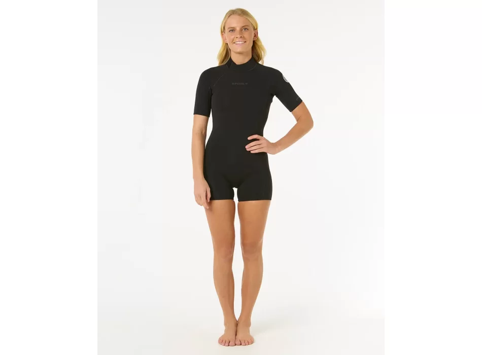RIP CURL WOMENS DAWN PATROL 2/2 SHORT SLEEVE ECO BACKZIP BLACK