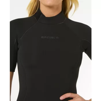 RIP CURL WOMENS DAWN PATROL 2/2 SHORT SLEEVE ECO BACKZIP BLACK