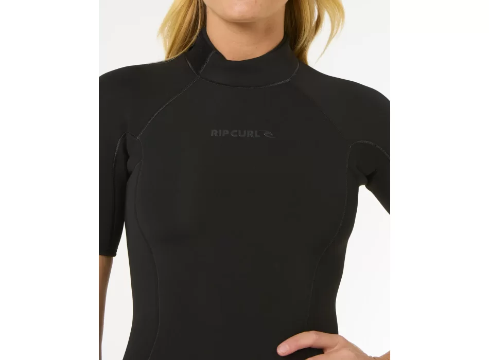 RIP CURL WOMENS DAWN PATROL 2/2 SHORT SLEEVE ECO BACKZIP BLACK