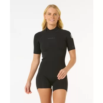RIP CURL WOMENS DAWN PATROL 2/2 SHORT SLEEVE ECO BACKZIP BLACK
