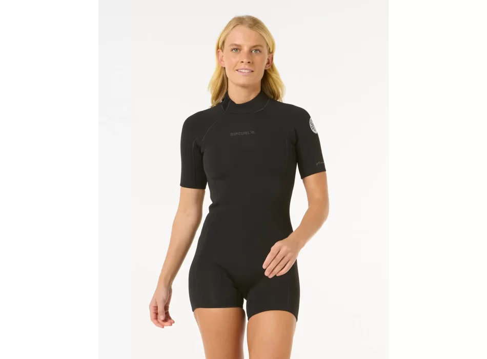 RIP CURL WOMENS DAWN PATROL 2/2 SHORT SLEEVE ECO BACKZIP BLACK