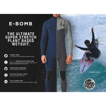 RIP CURL E-BOMB 5/3 WETSUIT CHEST ZIP BLACK