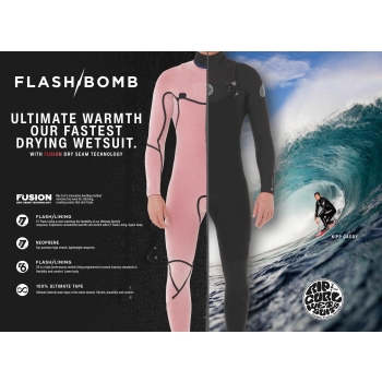 RIP CURL FLASHBOMB 5/3 WETSUIT CHEST ZIP BLACK