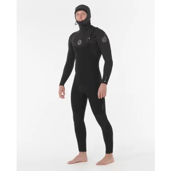RIP CURL FLASHBOMB HOODED WETSUIT 5/4 CHEST ZIP
