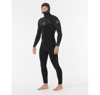 RIP CURL FLASH BOMB HOODED WETSUIT 6/4 CHEST ZIP