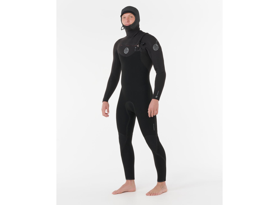 RIP CURL FLASH BOMB HOODED WETSUIT 6/4 CHEST ZIP