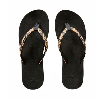 RIP CURL FREEDOM BLOOM OPEN TOE BLACK TAN