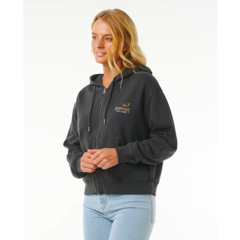 RIP CURL HIGH TIDE SCENIC RELAXED FULL ZIP FLEECE WASHED BLACK