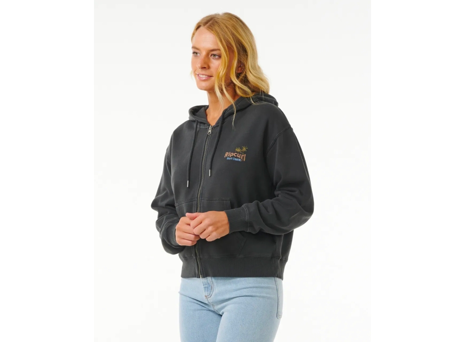 RIP CURL HIGH TIDE SCENIC RELAXED FULL ZIP FLEECE WASHED BLACK