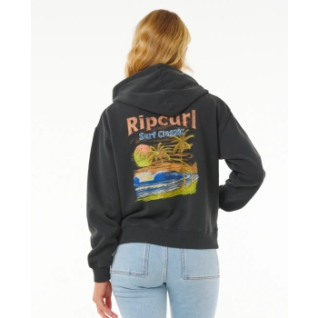 RIP CURL HIGH TIDE SCENIC RELAXED FULL ZIP FLEECE WASHED BLACK