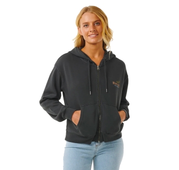 RIP CURL HIGH TIDE SCENIC RELAXED FULL ZIP FLEECE WASHED BLACK