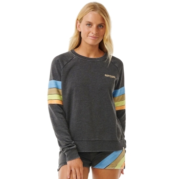 RIP CURL HIGH TIDE RAGLAN CREW WASHED BLACK