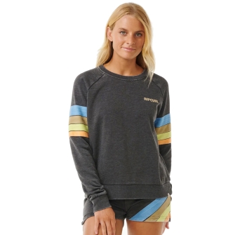 RIP CURL HIGH TIDE RAGLAN CREW WASHED BLACK