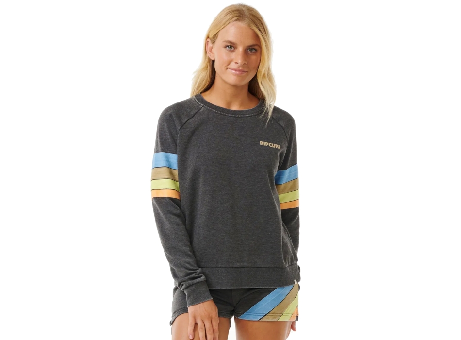 RIP CURL HIGH TIDE RAGLAN CREW WASHED BLACK