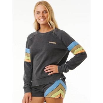 RIP CURL HIGH TIDE RAGLAN CREW WASHED BLACK