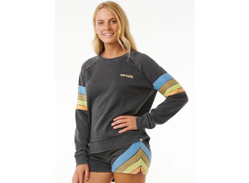 RIP CURL HIGH TIDE RAGLAN CREW WASHED BLACK