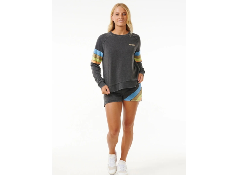 RIP CURL HIGH TIDE RAGLAN CREW WASHED BLACK