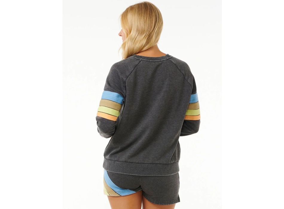 RIP CURL HIGH TIDE RAGLAN CREW WASHED BLACK