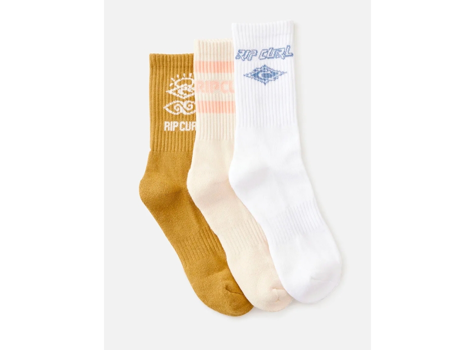 RIP CURL ICONS OF SURF 3 PACK CREW SOCKS