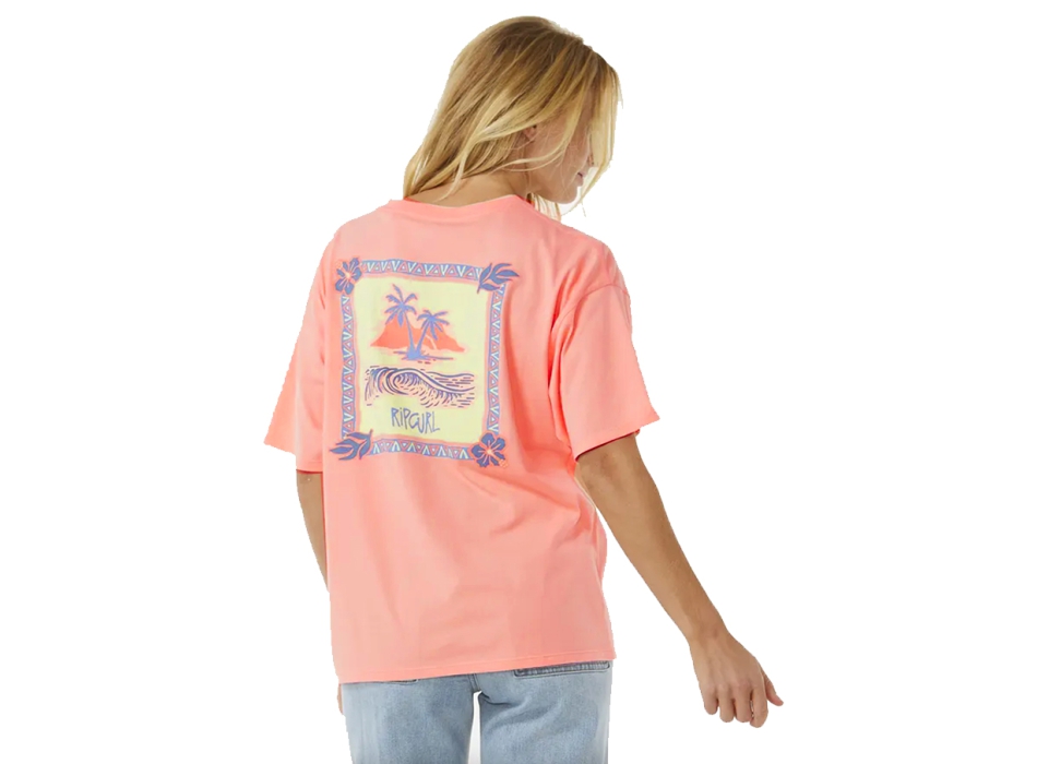 RIP CURL ISLAND STANDARD TEE DONNA BRIGHT PEACH