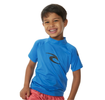 RIP CURL T-SHIRT LYCRA BRAND WAVE UV SHORT SLEEVE UPF50+ BLUE GUM