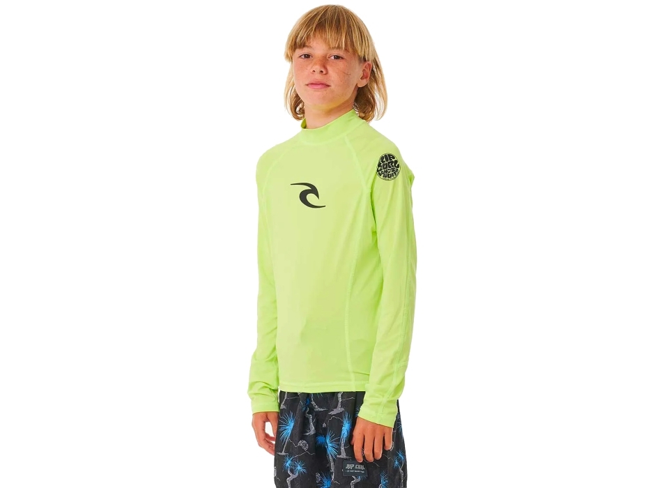 RIP CURL T-SHIRT BRAND WAVE UV LONG SLEEVE UPF50+ LIME