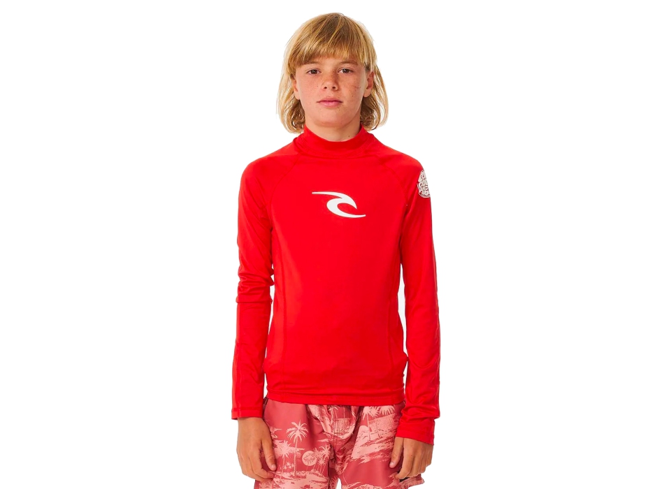 RIP CURL T-SHIRT BRAND WAVE UV SHORT SLEEVE UPF50+ RED