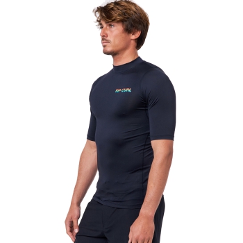 RIP CURL ICON PERF SHORT SLEEVE UV TEE BLACK