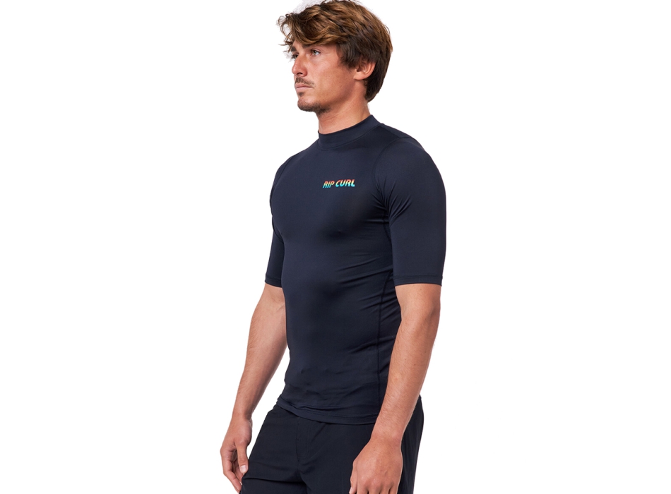 RIP CURL ICON PERF SHORT SLEEVE UV TEE BLACK