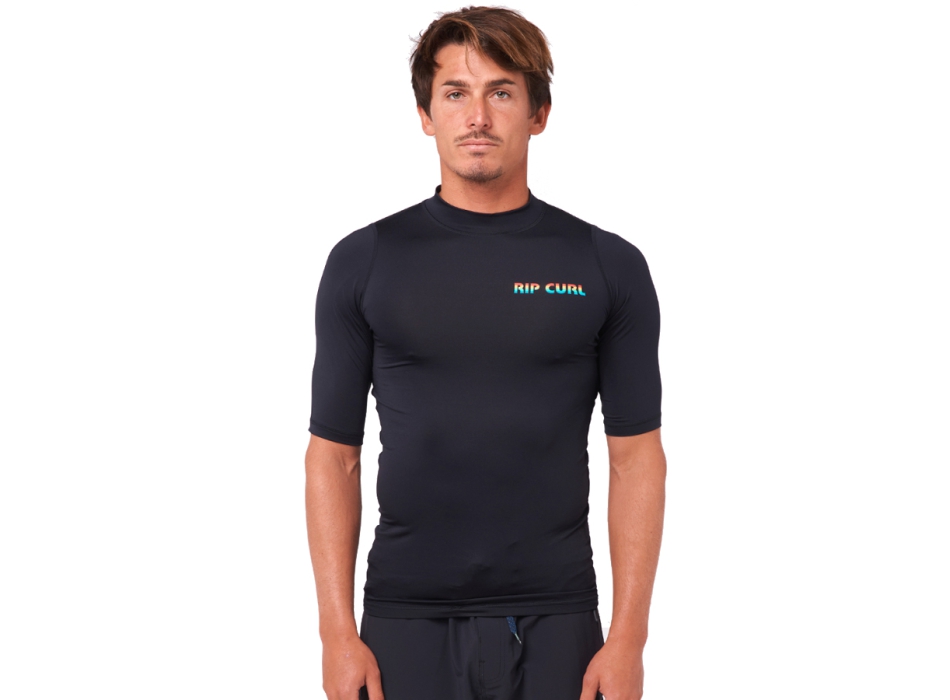 RIP CURL ICON PERF SHORT SLEEVE UV TEE BLACK