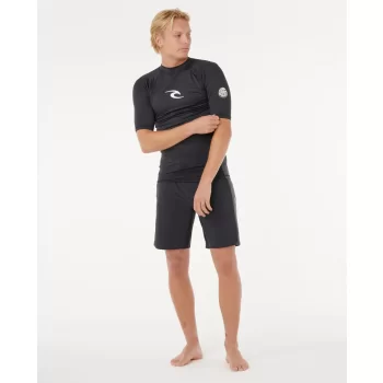 RIP CURL WAVES UV SHORT SLEEVE RASH VEST UPF50+ BLACK 