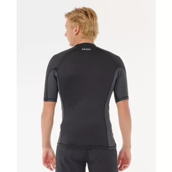 RIP CURL WAVES UV SHORT SLEEVE RASH VEST UPF50+ BLACK 