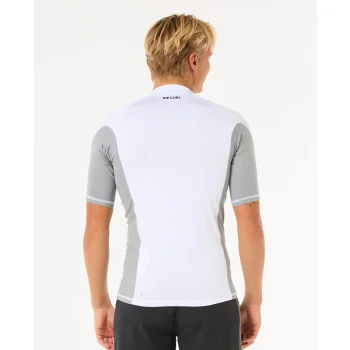 RIP CURL WAVES UV SHORT SLEEVE RASH VEST WHITE