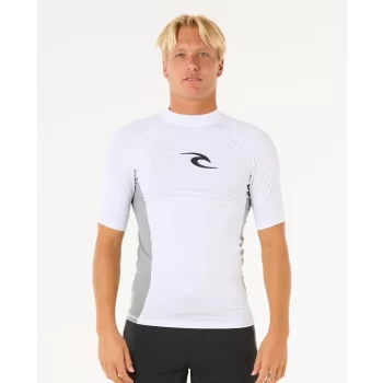 RIP CURL WAVES UV SHORT SLEEVE RASH VEST WHITE