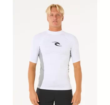 RIP CURL WAVES UV SHORT SLEEVE RASH VEST WHITE