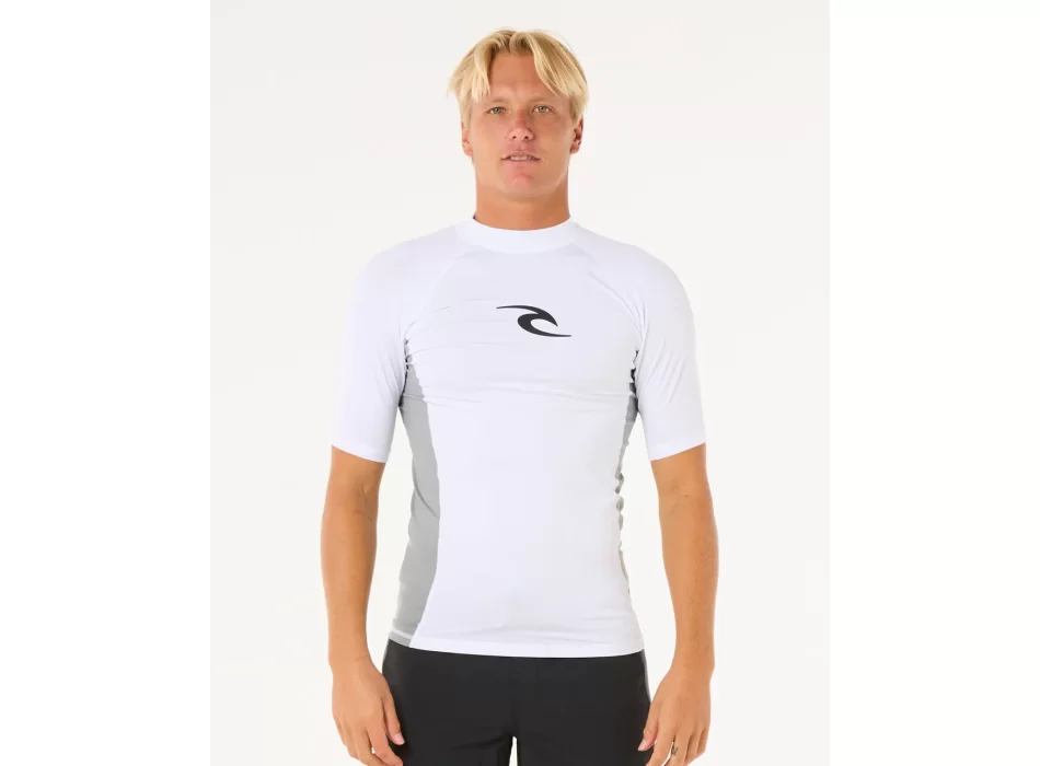 RIP CURL WAVES UV SHORT SLEEVE RASH VEST WHITE