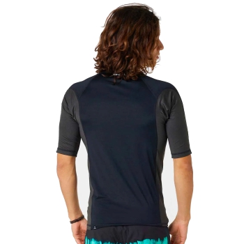 RIP CURL WAVES UV SHORT SLEEVE RASH VEST UPF50+ BLACK 