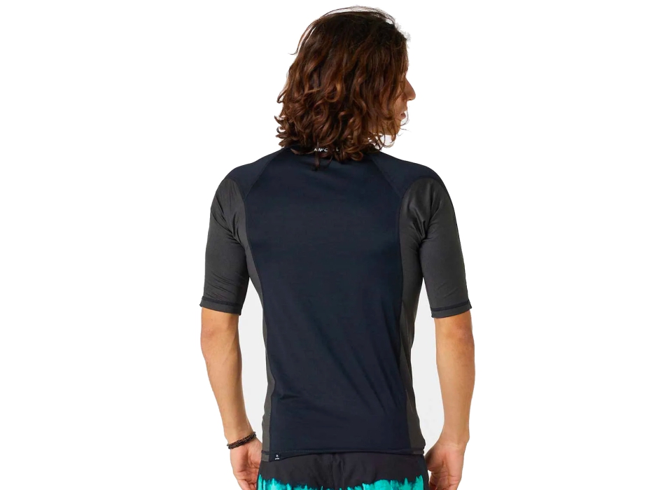 RIP CURL WAVES UV SHORT SLEEVE RASH VEST UPF50+ BLACK 