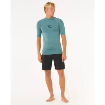 RIP CURL WAVES UV SHORT SLEEVE RASH VEST UPF50+ BLUESTONE