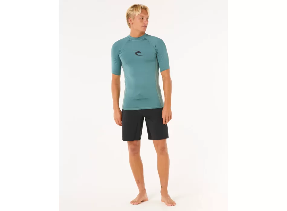 RIP CURL WAVES UV SHORT SLEEVE RASH VEST UPF50+ BLUESTONE