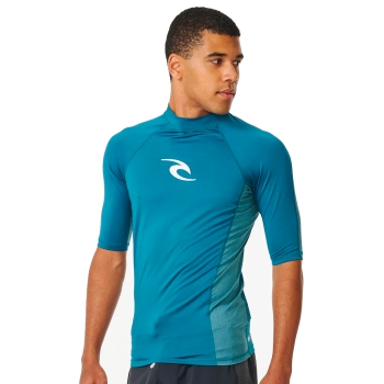 RIP CURL WAVES UV SHORT SLEEVE RASH VEST UPF50+ DEEP OCEAN 