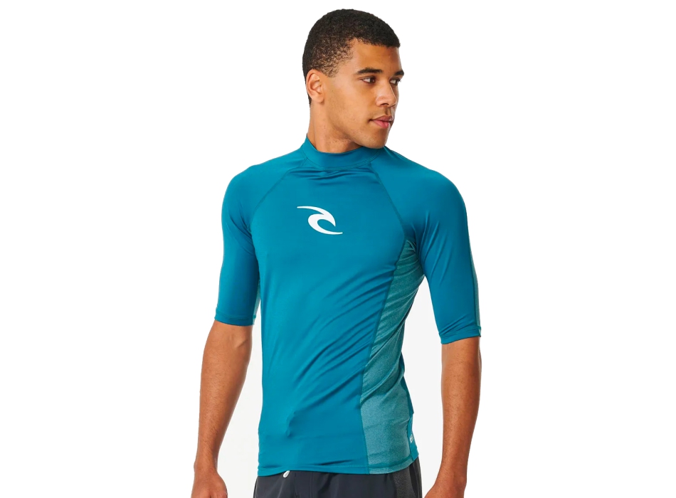 RIP CURL WAVES UV SHORT SLEEVE RASH VEST UPF50+ DEEP OCEAN 