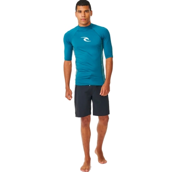 RIP CURL WAVES UV SHORT SLEEVE RASH VEST UPF50+ DEEP OCEAN 