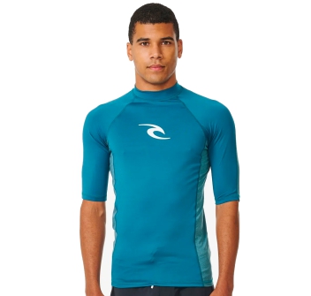 RIP CURL WAVES UV SHORT SLEEVE RASH VEST UPF50+ DEEP OCEAN 