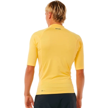 RIP CURL WAVES UV SHORT SLEEVE RASH VEST UPF50+ YELLOW 