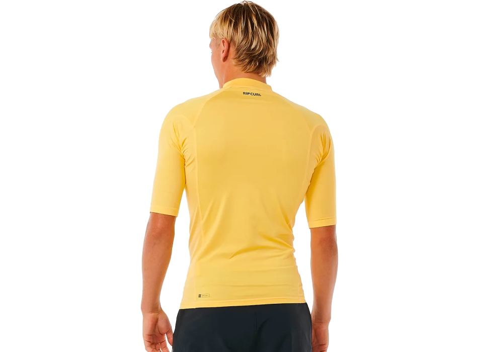 RIP CURL WAVES UV SHORT SLEEVE RASH VEST UPF50+ YELLOW 
