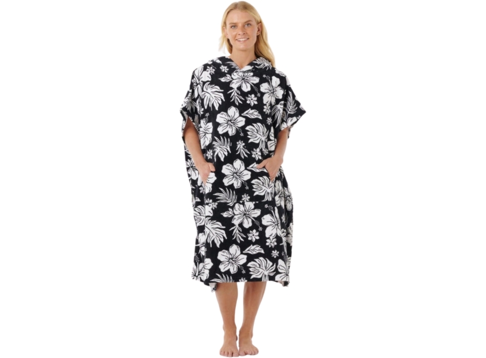 RIP CURL MIXED HOODED PONCHO BLACK ORANGE