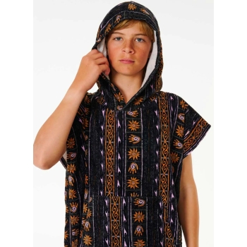 RIP CURL MIXED HOODED PONCHO BOY BLACK PURPLE